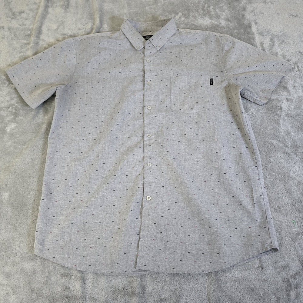 Molokai Surf Co Shirt Mens XL Gray Short-Sleeve Button Front Fishbone Print